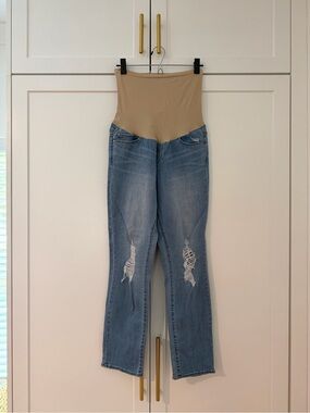 Articles of Society Maternity Light Blue Distressed Relaxed-Fit Jeans